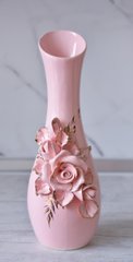 Ваза настольная керамическая Hand Made розовая, высота 20 см