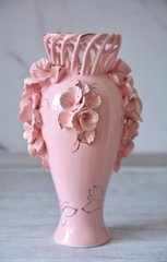 Ваза настольная керамическая Hand Made розовая, высота 29 см